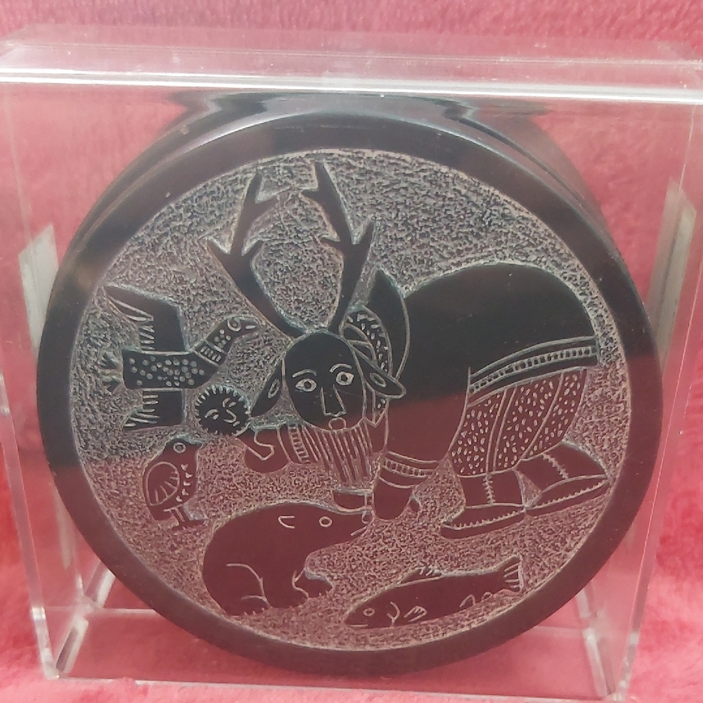 Inuit First Nation Canadian carved coasters.